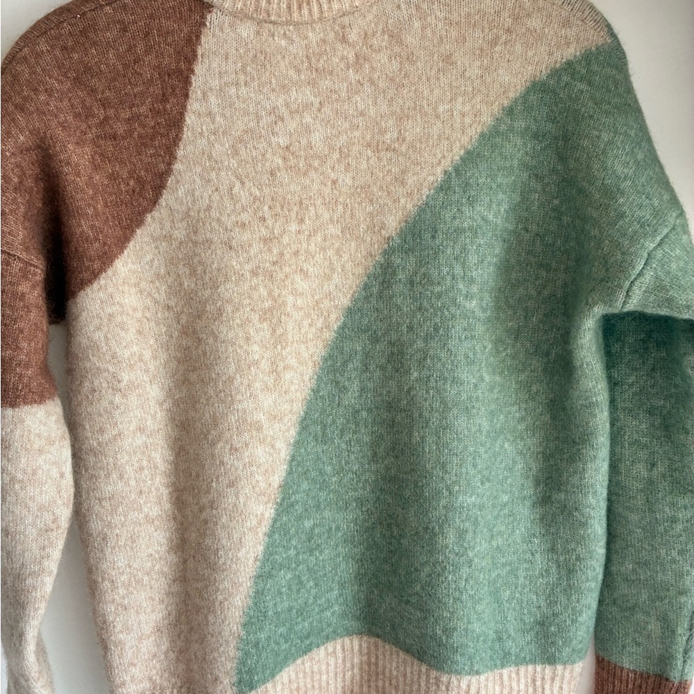 Madewell Tri-Tone Sweater - Green, Cream, Brown - Picture 8 of 8